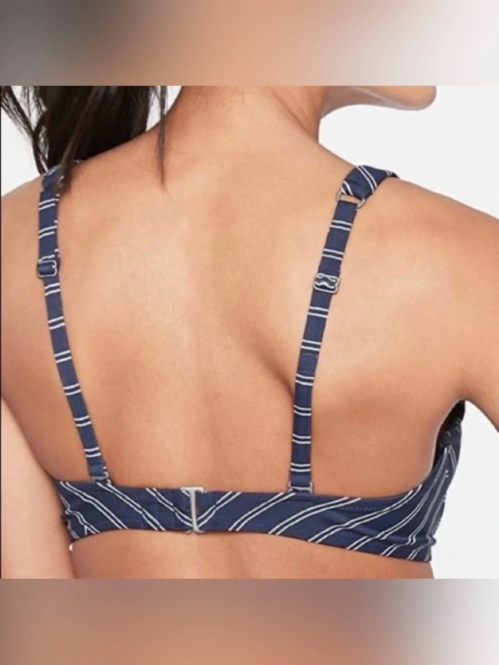 Athleta Underwire Piha Bikini Swim Top & bottoms Navy & White Stripe